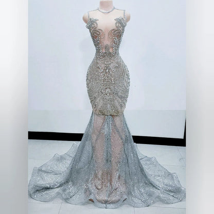 Vahalah Rhinestone Glitter Mermaid Gown