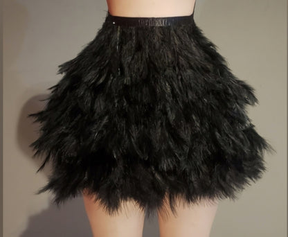 Feather mini short skirt