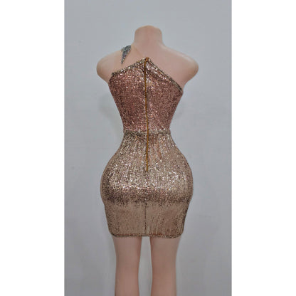 Diamond Goteo Cocktail Rhinestone Mini Dress