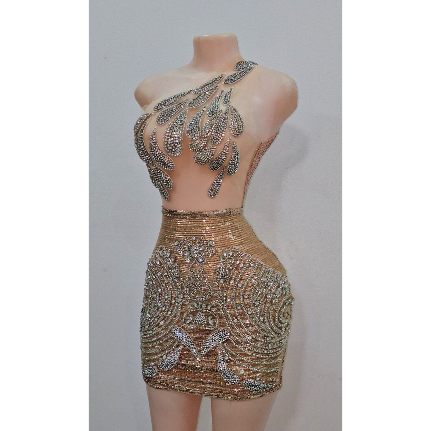 Diamond Goteo Cocktail Rhinestone Mini Dress