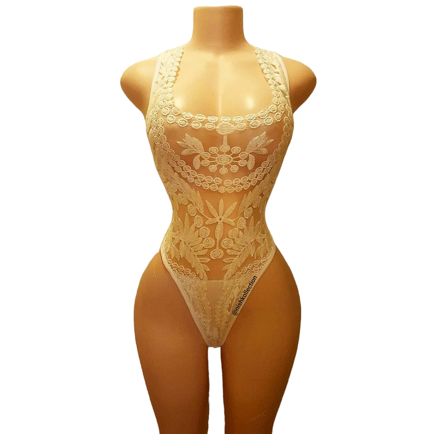 Taquin Embroidery lace swimsuit