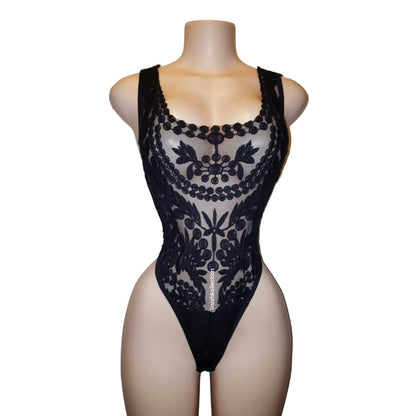 Taquin Embroidery lace swimsuit