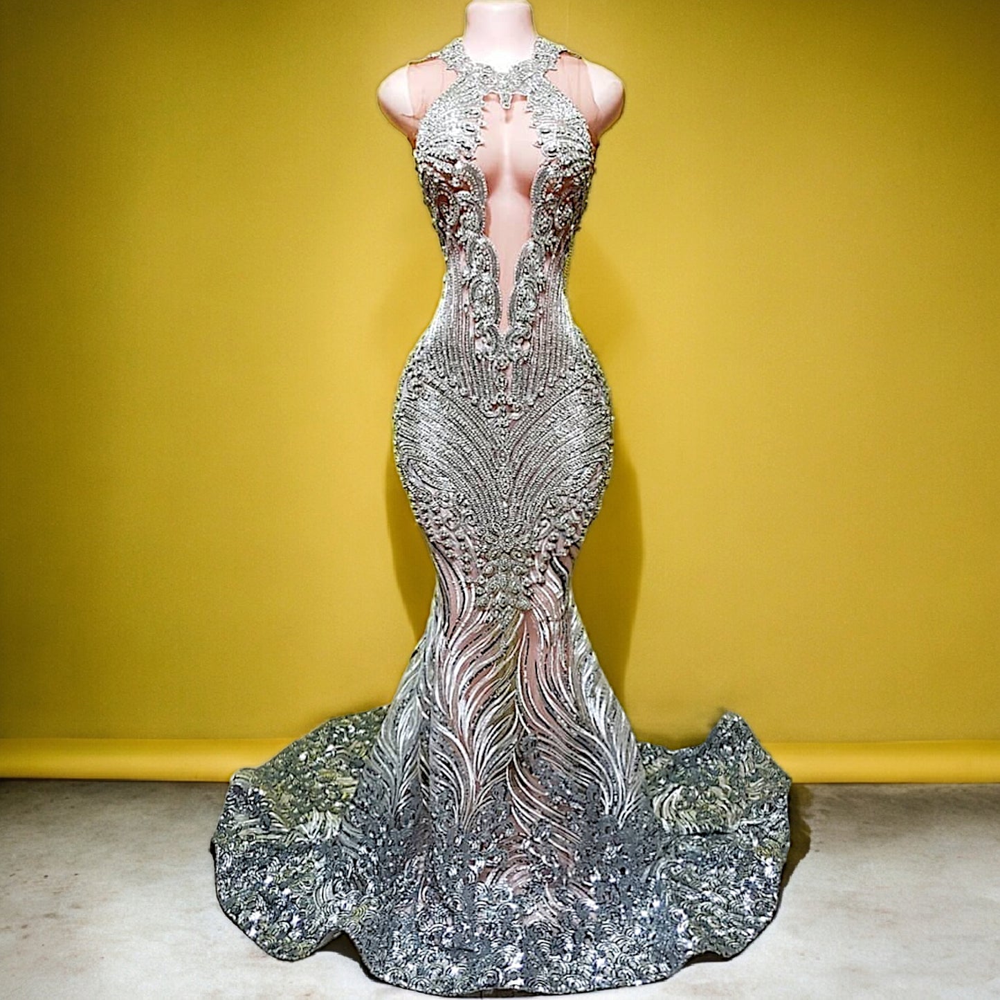 DyNasty Rhinestone Sequin Mermaid Dress